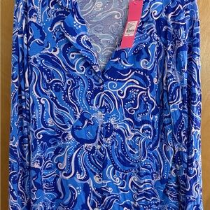 Lilly Pulitzer Blue and White Pajama top only